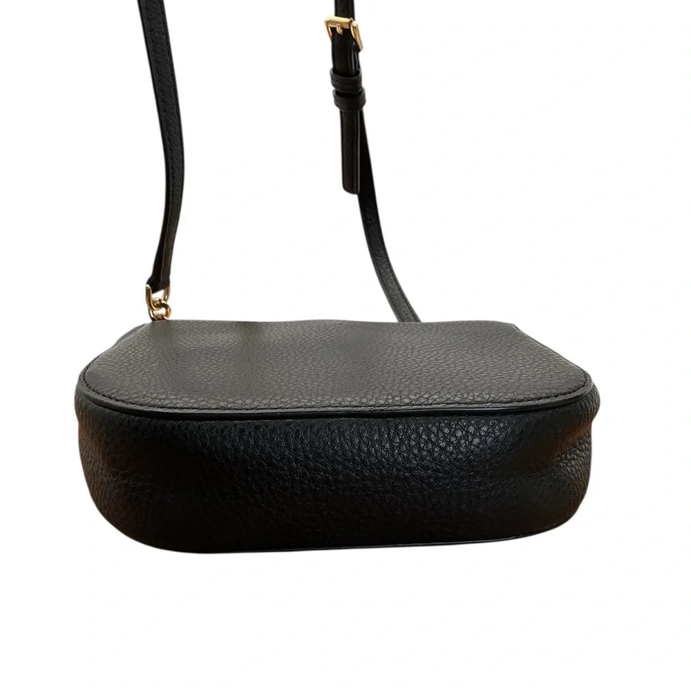 Michael Kors Black‎ Pebbled Leather Crossbody with Gold MK Logo